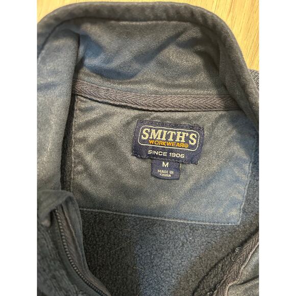 Men’s Medium Smith’s Workwear Knit Vest Slate Blue Full Zip Fleece - Picture 2 of 4